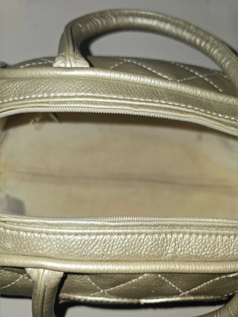 CHANEL Silver Quilted CC Top-Handle Satchel